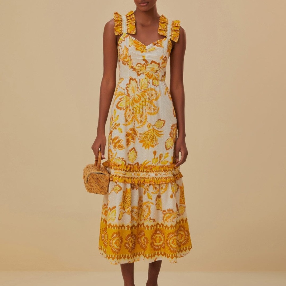 Farm Rio Aura Floral Midi Dress (XS)